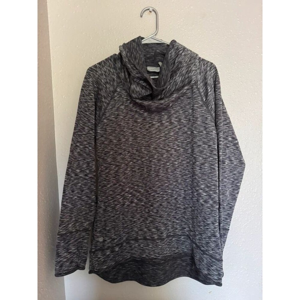 Athleta Pullover Women’s large black gray Cowl Neck Long Sleev